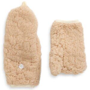 NWT Nordstrom Tucker Tate Plush Flip Top Beige Tan Mittens Kids Ages 7-16 Gloves